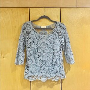 Elegant Lace Women Top in Light Blue